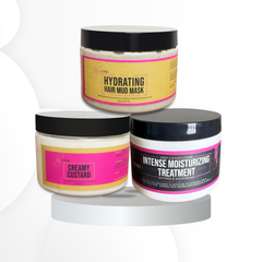 5 Star Treatment Trio Bundle (Pre Poo Hydrating Hair Mud Mask, Creamy Custard Reconstructive Treatment, Intense Moisturizing Treatment)